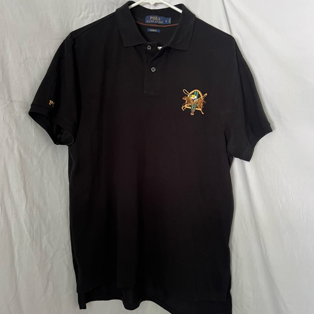 Polo Ralph Lauren black custom fit polo shirt with logo. - Picture 2 of 16